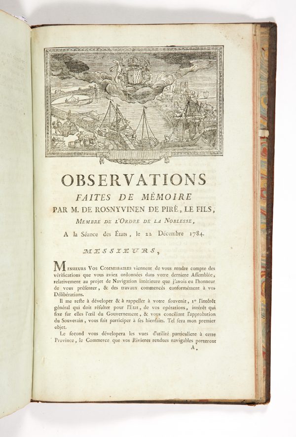 <span class="artist-name-product">COULOMB  Charles Augustin de</span> Précis des Opérations relatives à la Navigation intérieure de Bretagne, Contenant la Délibération des Etats des 29 & 30 janvier 1783; le Rapport de MM. les Commissaires; les Mémoires & Rapport de M. de Coulomb, Capitaine au Corps Royal du Génie, Conseil de la Commission, & de M. de Chezy, Inspecteur général des Ponts & Chaussées de France; Les Mémoires, Plans et Devis des Ingénieurs, pour la perfection de la Navigation de Rennes à Redon; la jonction de la Villaine à la Rance par les Rivières de l'Isle et du Linon, ou les Rivières du Meu & du Garun. – Image 2