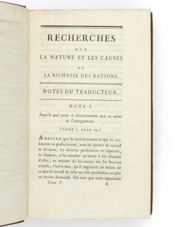 <span class="artist-name-product">SMITH Adam</span> Recherches sur la nature et les causes de la richesse des nations. Traduction nouvelle avec des notes et observations par Germain Garnier. - Image 5