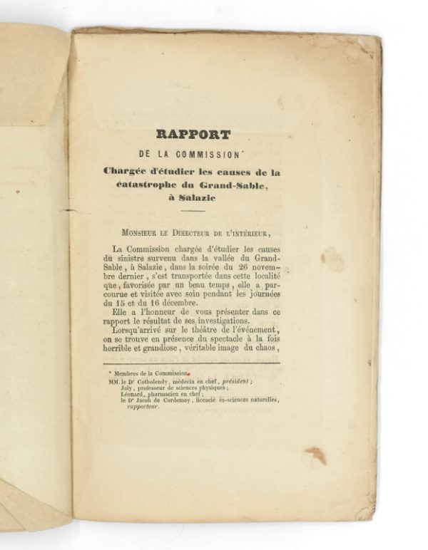 <span class="artist-name-product">JACOB DE CORDEMOY Eugène</span> Rapport de la Commission chargée d'étudier la catastrophe du Grand-Sable, à Salazie. - Image 2