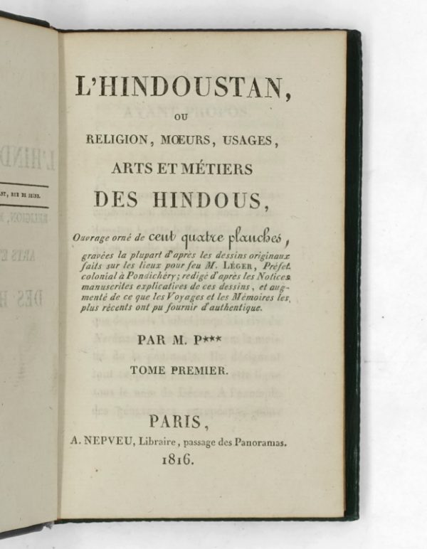<span class="artist-name-product">PANNELIER  Jean-Amable</span> L’Hindoustan, ou Religion, moeurs, usages, arts et métiers des Hindous. – Image 2