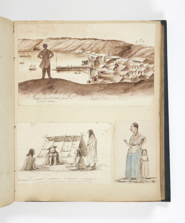 <span class="artist-name-product">LOWTHER  Rear Admiral Marcus</span> Privately composed album of 171 original drawings and watercolours, and 1 original photograph documenting the travels of Rear Admiral Marcus Lowther to Asia (including Macao, China, Hong Kong), South America (Chile, Peru), Southern Pacific (Easter Islands, Marquesas Islands, Pitcairn Island). – Image 2
