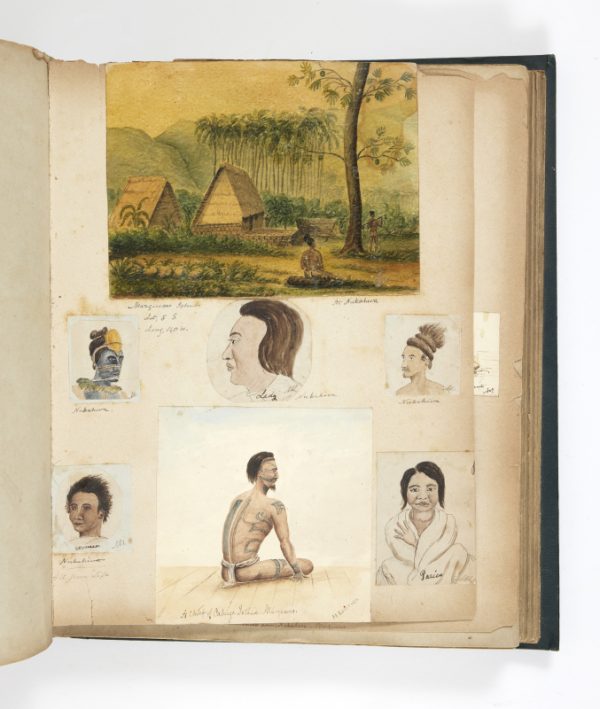 <span class="artist-name-product">LOWTHER  Rear Admiral Marcus</span> Privately composed album of 171 original drawings and watercolours, and 1 original photograph documenting the travels of Rear Admiral Marcus Lowther to Asia (including Macao, China, Hong Kong), South America (Chile, Peru), Southern Pacific (Easter Islands, Marquesas Islands, Pitcairn Island). – Image 3