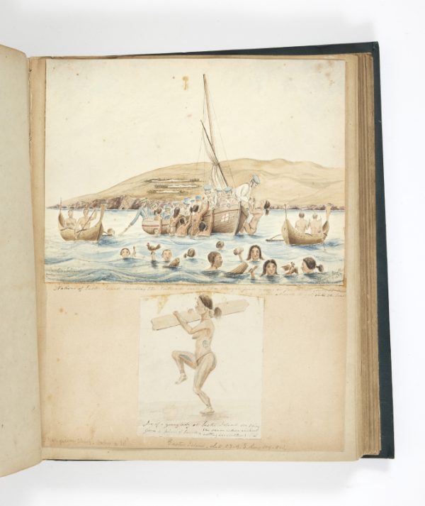 <span class="artist-name-product">LOWTHER  Rear Admiral Marcus</span> Privately composed album of 171 original drawings and watercolours, and 1 original photograph documenting the travels of Rear Admiral Marcus Lowther to Asia (including Macao, China, Hong Kong), South America (Chile, Peru), Southern Pacific (Easter Islands, Marquesas Islands, Pitcairn Island). – Image 5