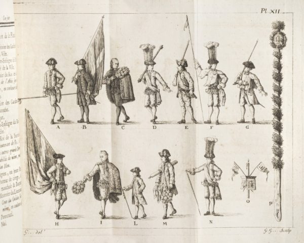 <span class="artist-name-product">GASPARD  Grégoire</span> Explication des cérémonies de la Fête-Dieu d'Aix en Provence, ornée de figures du Lieutenant de prince d'amour; du roi & batonniers de la Bazoche; de l'abbé de la ville; & des jeux des Diables, des Rascassetos, des Apôtres, de la Reine de Saba, des Tirassons, des Chevaux-frux, &c. &c. &c. Et des airs notés, consacrés à cette fête. – Image 3