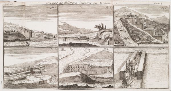 <span class="artist-name-product">BOUILLET  Henri-Albert</span> Traité des moyens de rendre les rivières navigables. Avec plusieurs desseins de jettés, ponts a rouleaux & rampans, écluses, soûtiens, digues, coffres pour bâtir sous l'eau... Où il est aussi parlé des moyens de retirer les bâtimens coulez à fond, & d'en sauver les marchandises. - Image 5